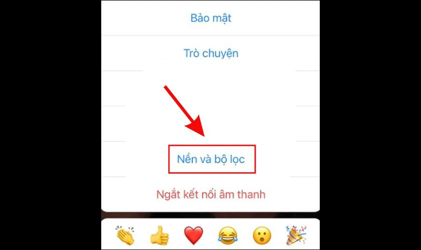 Trong thanh menu hiển thị, nhấn chọn Nền và bộ lọc