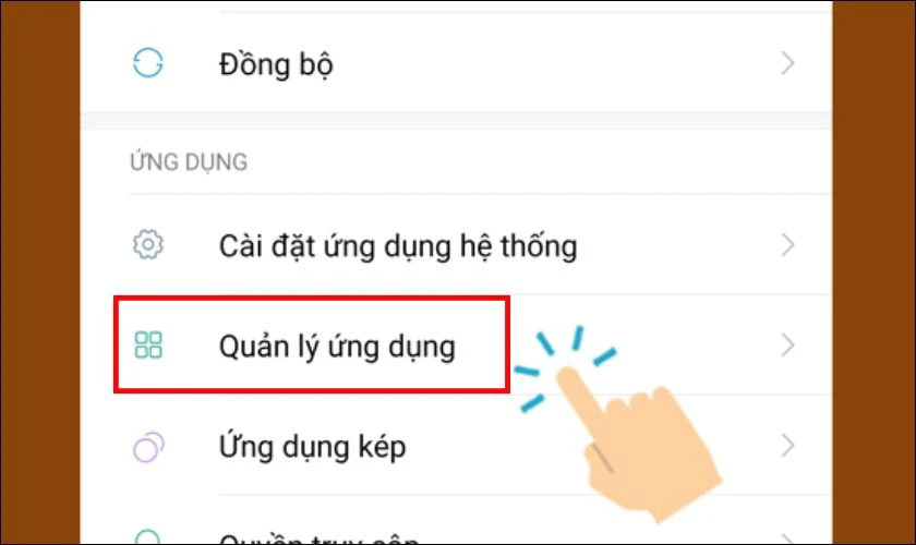Tiếp theo vào Quản lý ứng dụng