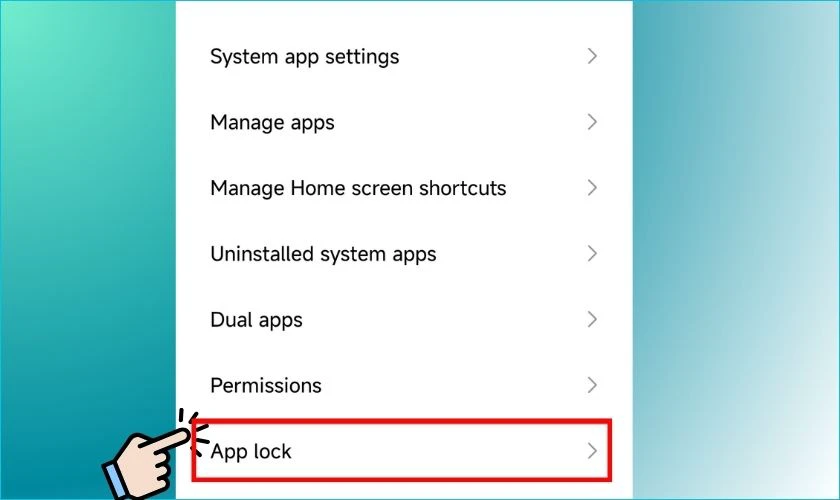 Nhấn vào App Lock