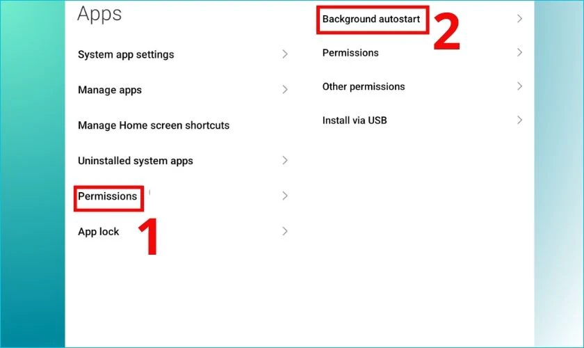 Tiếp theo bạn bấm vào Permissions