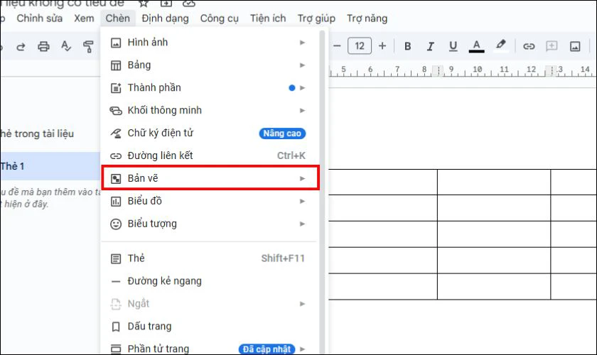 Cách gạch chéo ô trong Google Docs bằng tính năng Drawing