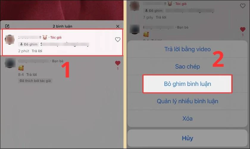 Có thể bỏ ghim bình luận trên TikTok không?