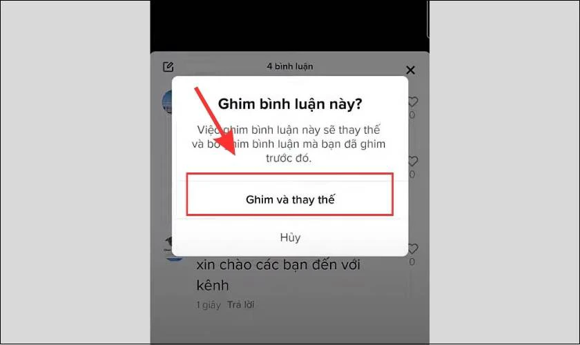 Chọn Ghim và thay thế