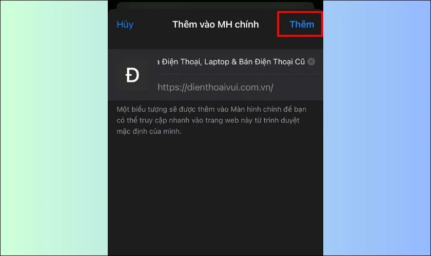 Đặt tên cho lối tắt, sau đó nhấn Thêm