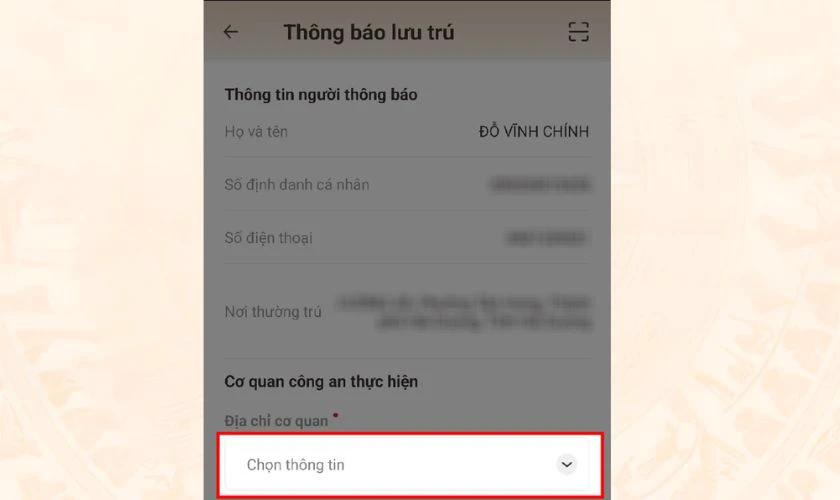 Cung cấp thông tin Cơ quan công an và Loại hình cư trú