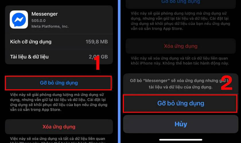 Kế đến, bạn hãy chọn Gỡ bỏ ứng dụng, rồi xác nhận lại khi được hỏi