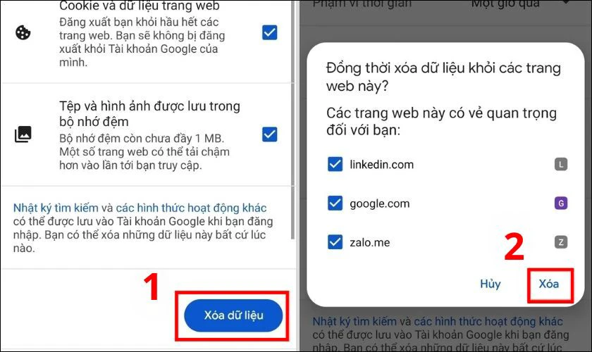 Xoá dữ liệu