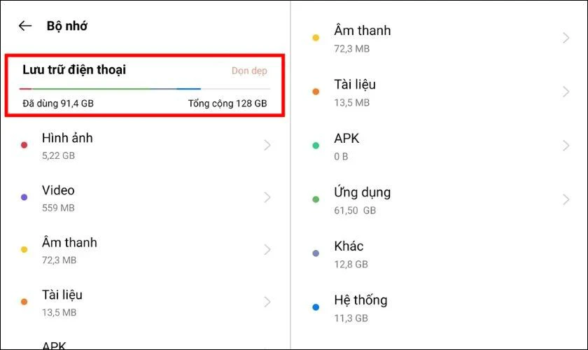 Cách kiểm tra điện thoại OPPO còn bao nhiêu dung lượng