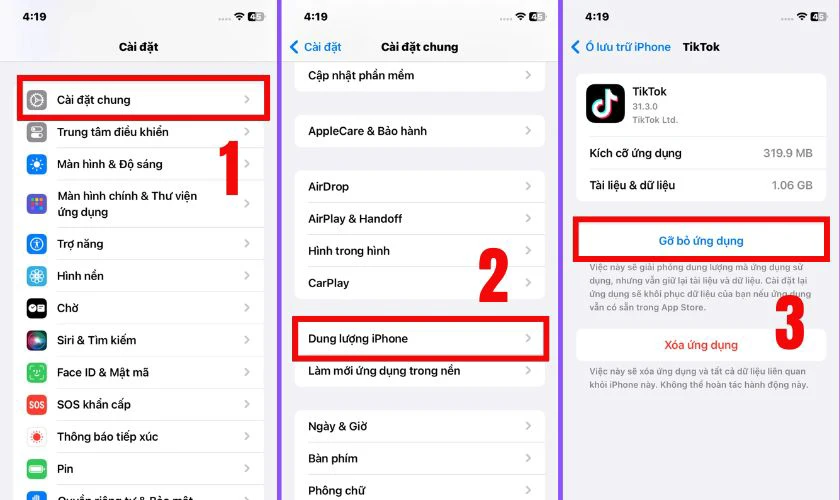 Cách giải phóng dung lượng TikTok trên iPhone trong cài đặt