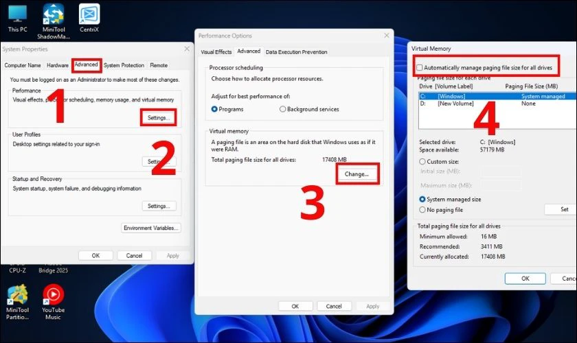Thiết lập bộ nhớ RAM ảo là cách giải phóng RAM máy tính