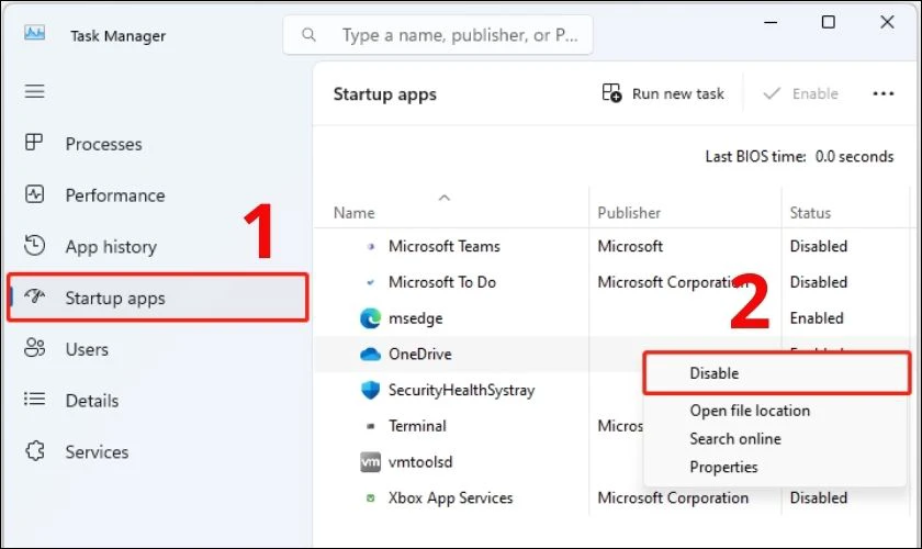 Tắt các ứng dụng khởi động cùng Windows