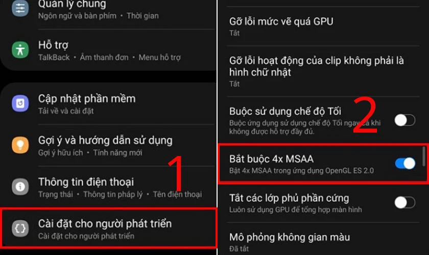 Giảm lag khi chơi game trên điện thoại bằng cách kích hoạt tính năng Bắt buộc 4x MSAA