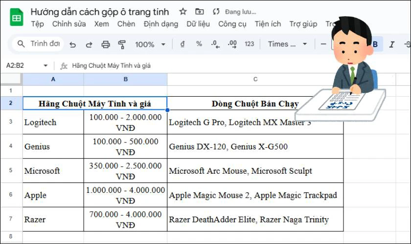 Lưu ý khi thực hiện cách gộp ô trong GG Sheet