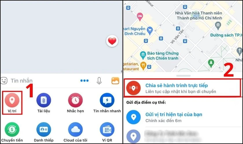 Chia sẻ hành trình trực tiếp