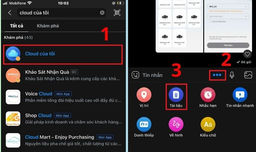 Mở Zalo trên điện thoại, truy cập mục Cloud của tôi
