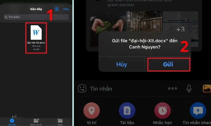 Cách gửi file Word qua Zalo trên điện thoại