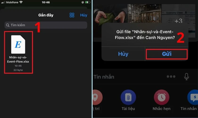 Cách gửi file Excel qua Zalo trên điện thoại
