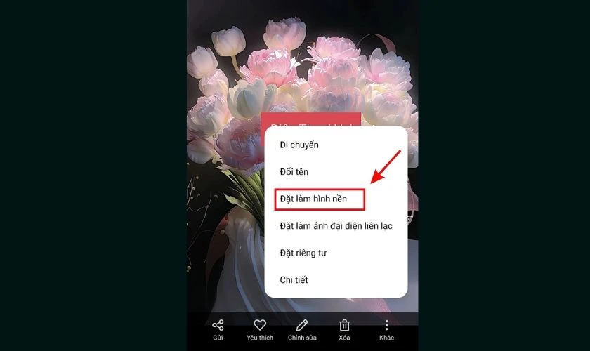 Bấm chọn vào mục Đặt làm hình nền