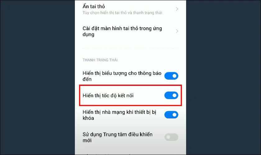 Kéo thanh gạt sang phải để kích hoạt tính năng