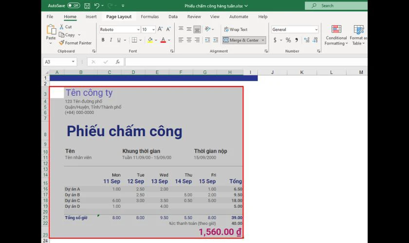 Chọn vào khu vực mà bạn muốn in trong trang tính Excel