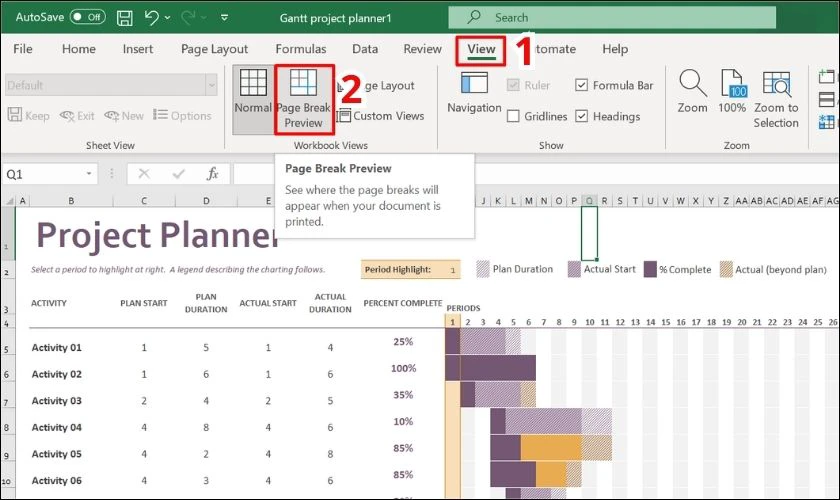 Cách in Excel vừa trang A4 với tính năng Page Break Preview