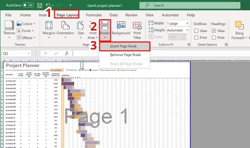 Cách in Excel vừa trang A4 với tính năng Breaks