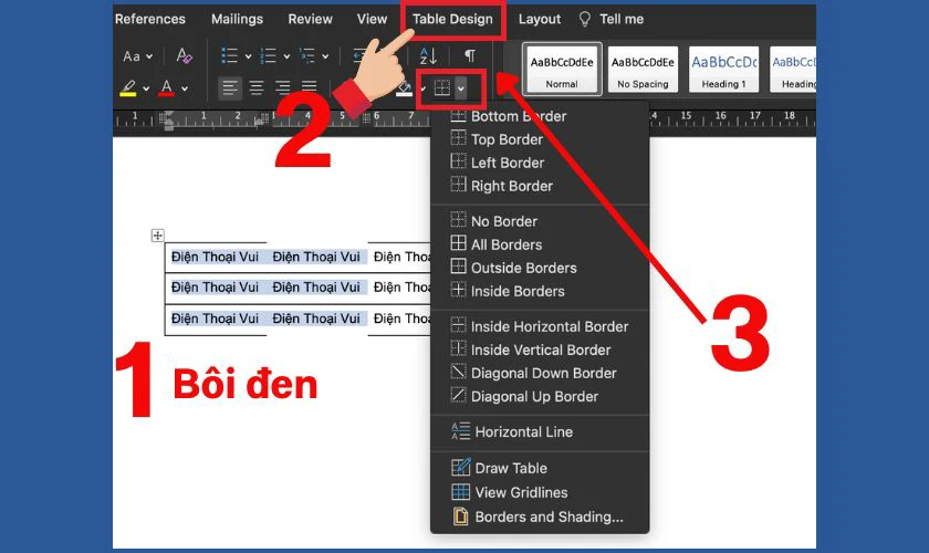 Cách xóa đường kẻ bảng trong Word