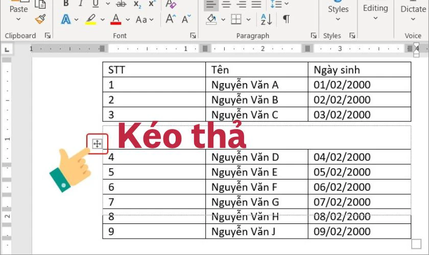 Cách gộp bảng trong Word