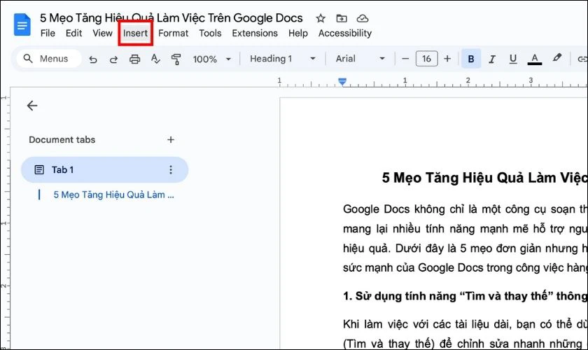 Cách tạo đường kẻ trong Google Docs bằng công cụ Drawing