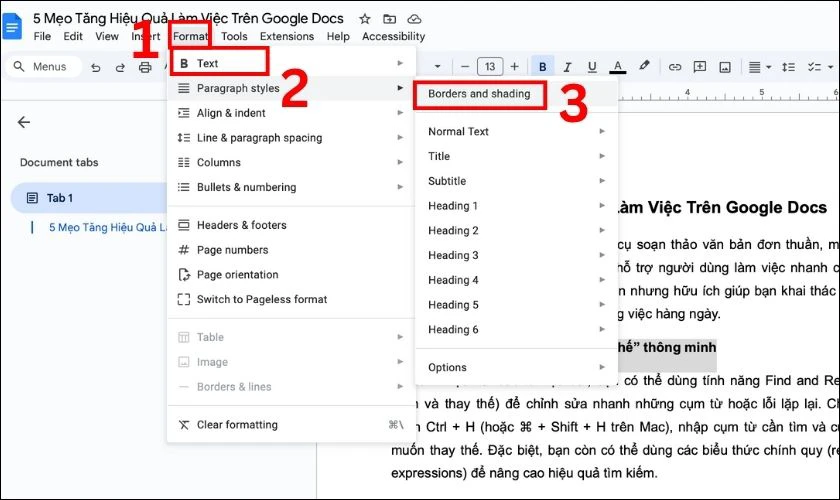 Định dạng đường viền đoạn văn