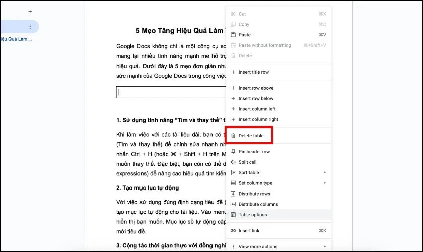 Cách xóa đường kẻ trong Google Docs nhanh chóng