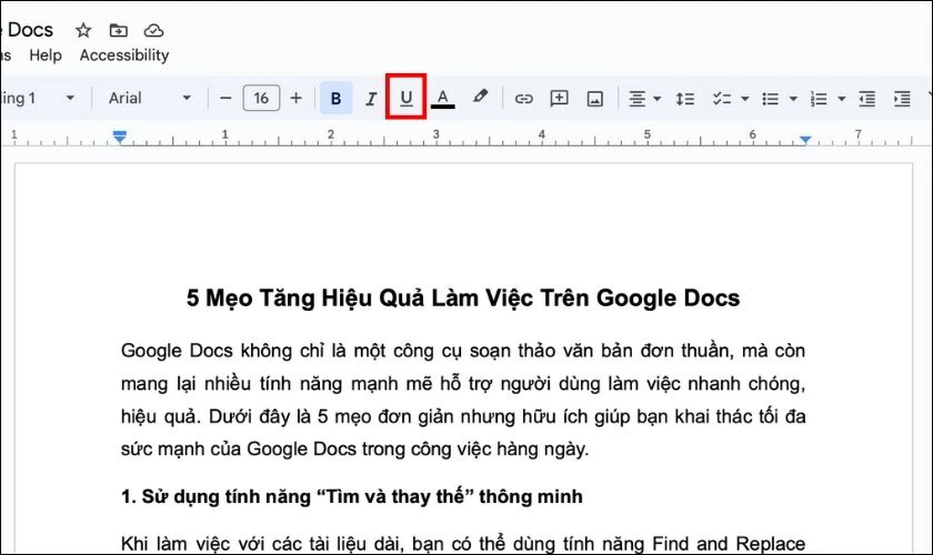 Cách tạo đường kẻ trong Google Docs bằng Định dạng văn bản