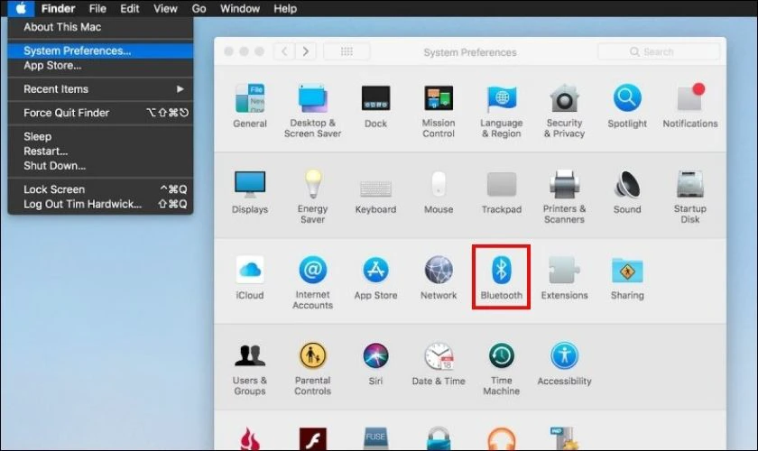 Trong màn hình hiển thị, bạn chọn vào mục Bluetooth