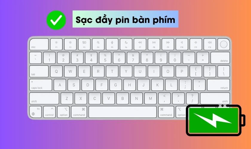 Đảm bảo bàn phím đã được sạc đầy pin và đang bật
