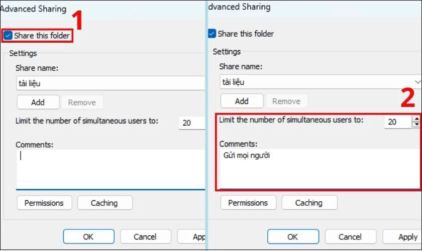 Cách sử dụng Advanced Sharing chia sẻ dữ liệu 2 máy kết nối mạng LAN