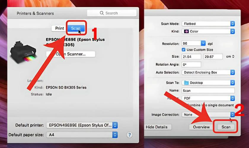 Với các dòng máy in đa chức năng, bạn có thể chọn thêm mục Scan để quét tài liệu