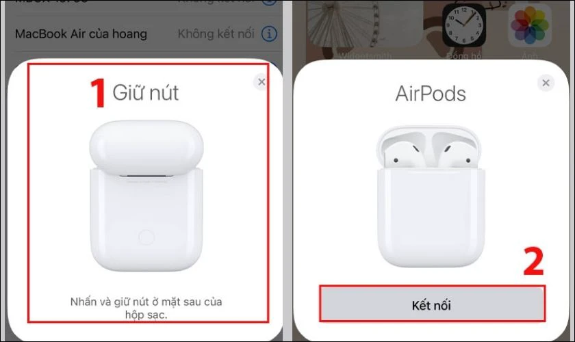 Nhấn giữ nút nguồn và xác nhận kết nối