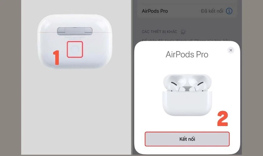Giữ nút sau hộp và xác nhận ghép đôi