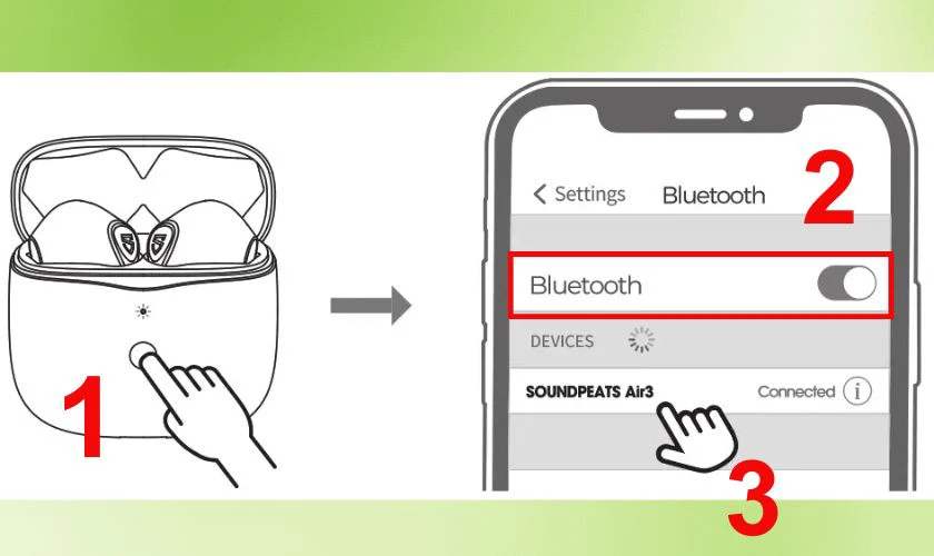 Cách kết nối tai nghe Bluetooth Earbuds SoundPeats Air3