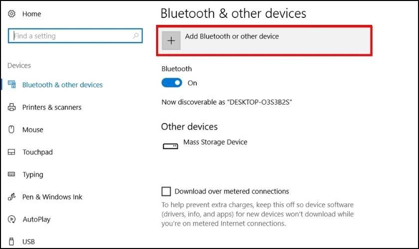 Chọn Add Bluetooth or other device