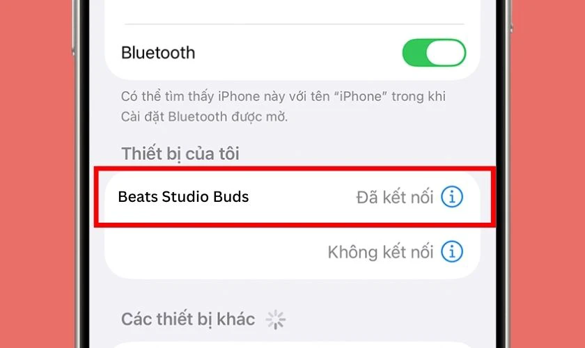 Chọn Beats Studio Buds trong danh sách thiết bị