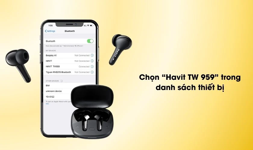 Cách kết nối tai nghe Bluetooth không dây Havit TW 959 đơn giản