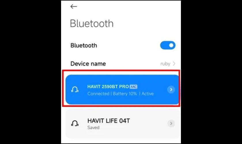 Chọn tai nghe Havit H2590BT Pro trong danh sách