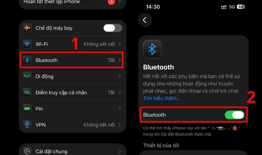 Bật Bluetooth trên máy cần kết nối với Havit TW935