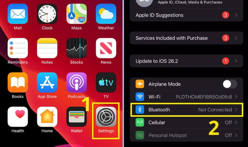 Kích hoạt Bluetooth trên điện thoại cần ghép đôi