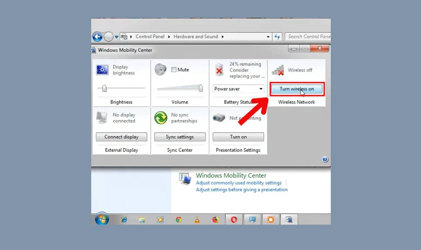 Tìm mục Wireless Network, sau đó nhấn Turn wireless on