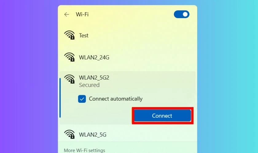 Đánh dấu vào Connect automatically