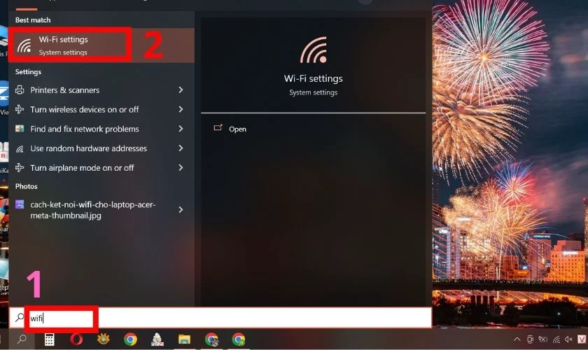 Cách kết nối WiFi cho laptop Acer Win 8