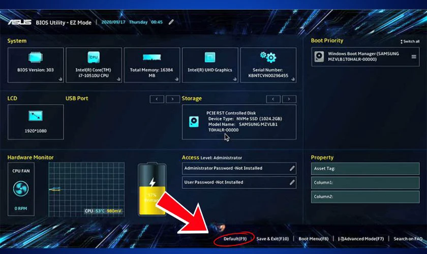 Đặt lại cài đặt BIOS về mặc định