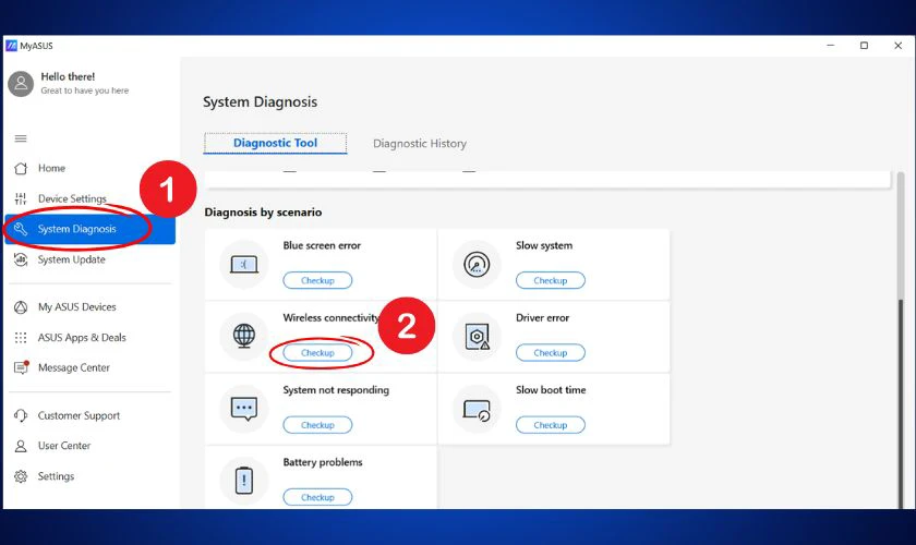 Sử dụng tính năng Wireless Diagnosis sửa lỗi không kết nối được Wifi